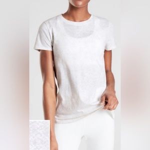 Athleta Organic Cotton Daily Tee Shirt Snake Print Pattern Beige Off White